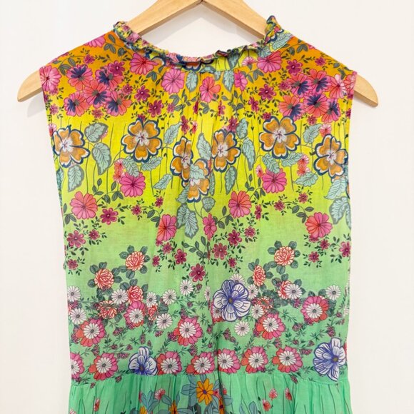 Johnny Was Rainbow Flower Ruffle Dress sz L - Picture 4 of 13